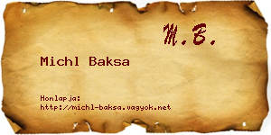 Michl Baksa névjegykártya